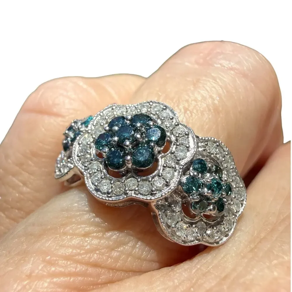 1/2ct Blue White Diamond Ring 925 Sterling Silver Size 7 .50ct Wedding Band